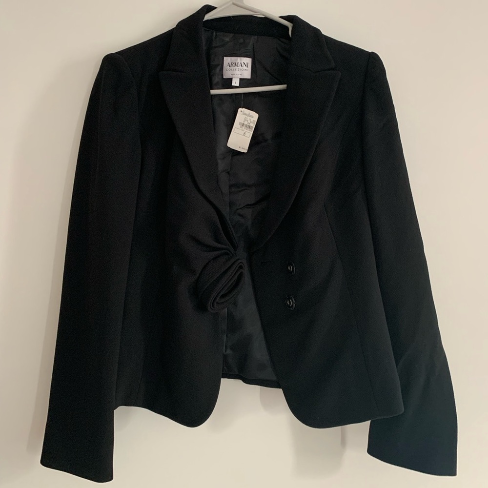 Armani Collezioni black blazer front black flower